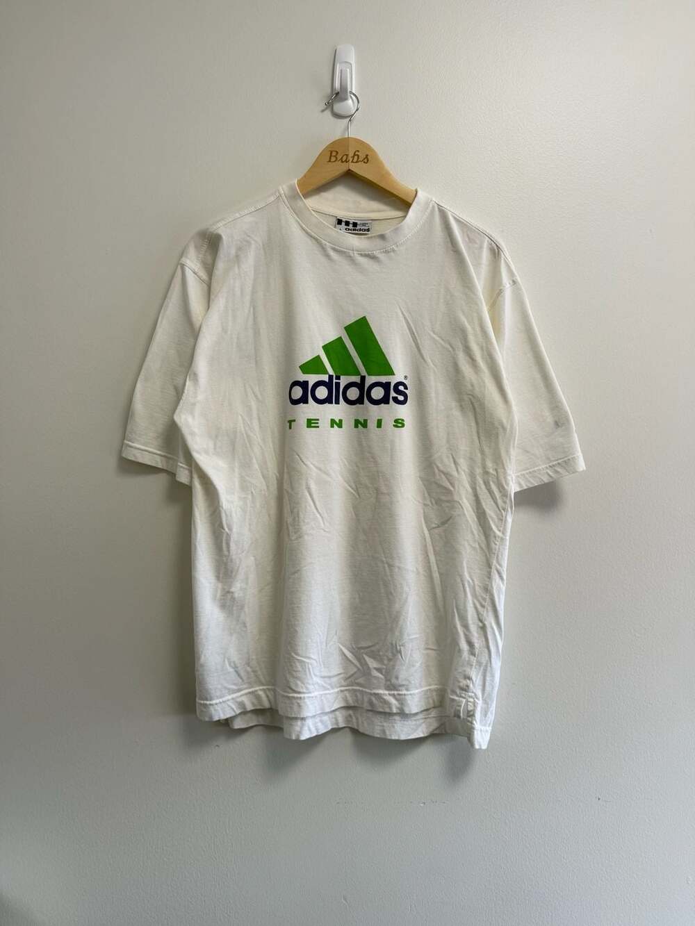 Adidas Tennis T-Shirt Size L Vintage White Graphic Logo Tee